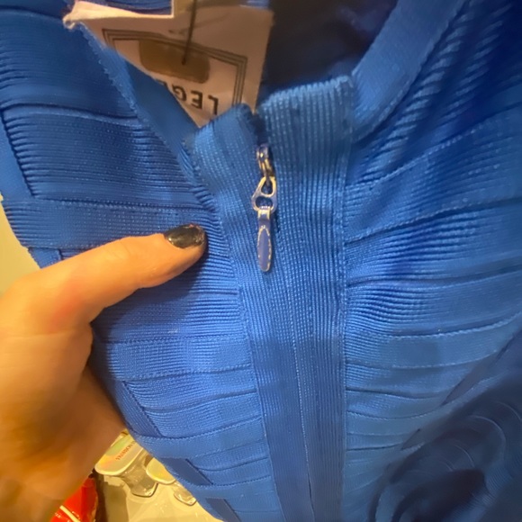 Hervé Léger Blue Vivien Cage Dress $1490 Retail - Picture 4 of 13